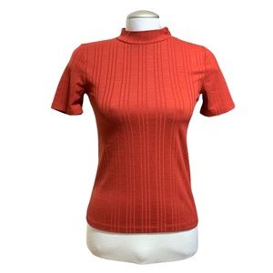 Forever 21 Orange Knit High Neck Knit Top Size Small